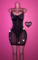 “One of those nights” black dress with bling & pearls