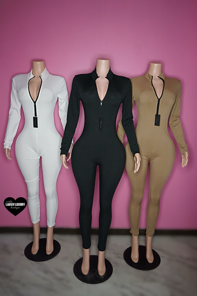 “On the go” Ribbed Halfzip longsleeve jumpsuit one piece