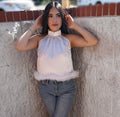 “Anai” satin fur top