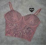 Pink bling crop top