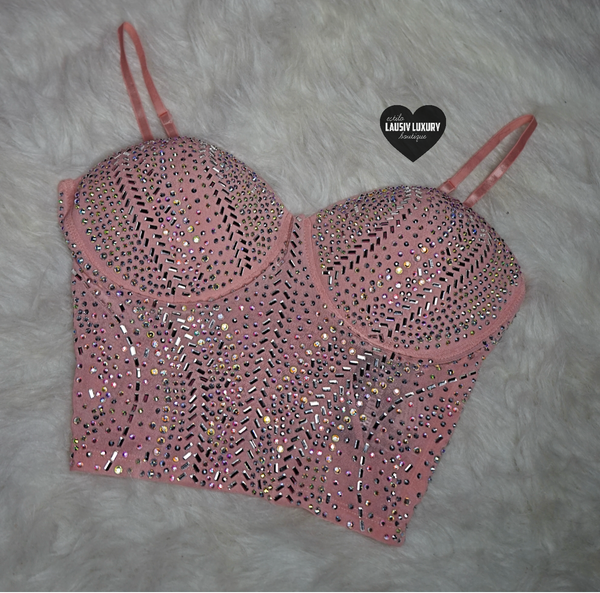 Pink bling crop top