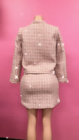 “Old money” Pink elegant tweed set with gold buttons🎀
