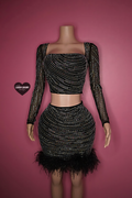 “Bélica” black & silver bling fur set
