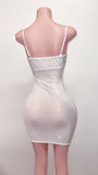 White bling corset top transparent dress