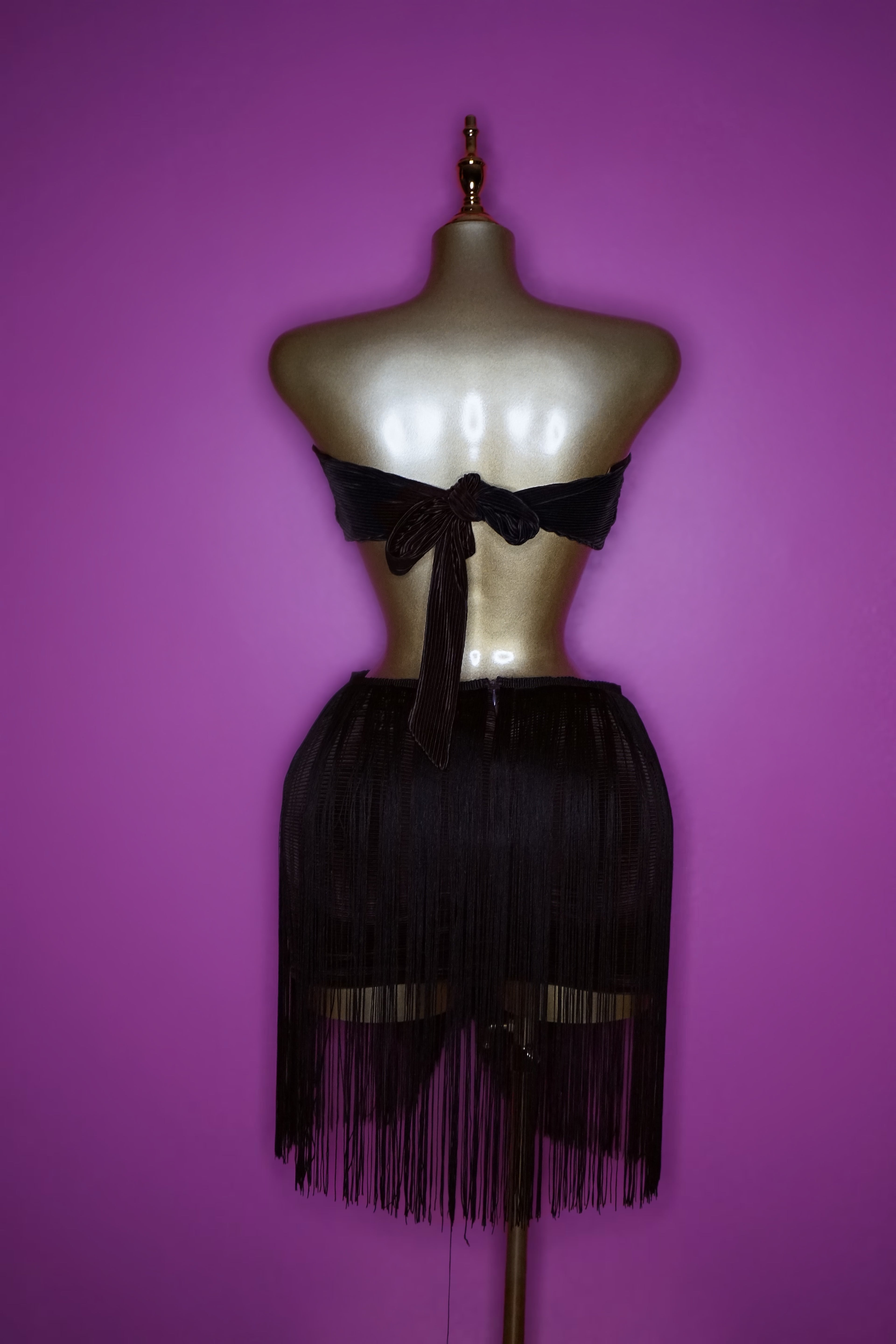 Coco 🥥 Brown  fringe cutout dress with gold embellishment.