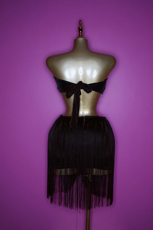 Coco 🥥 Brown  fringe cutout dress with gold embellishment.
