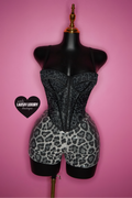 Black leopard 🐆 corset top & sequin short set