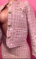 “Old money” Pink elegant tweed set with gold buttons🎀