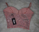 Pink bling crop top
