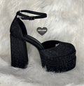 Black bling chunky bratz heels