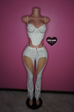 “Vaquerita at heart” all white bling denim crop top & pant set