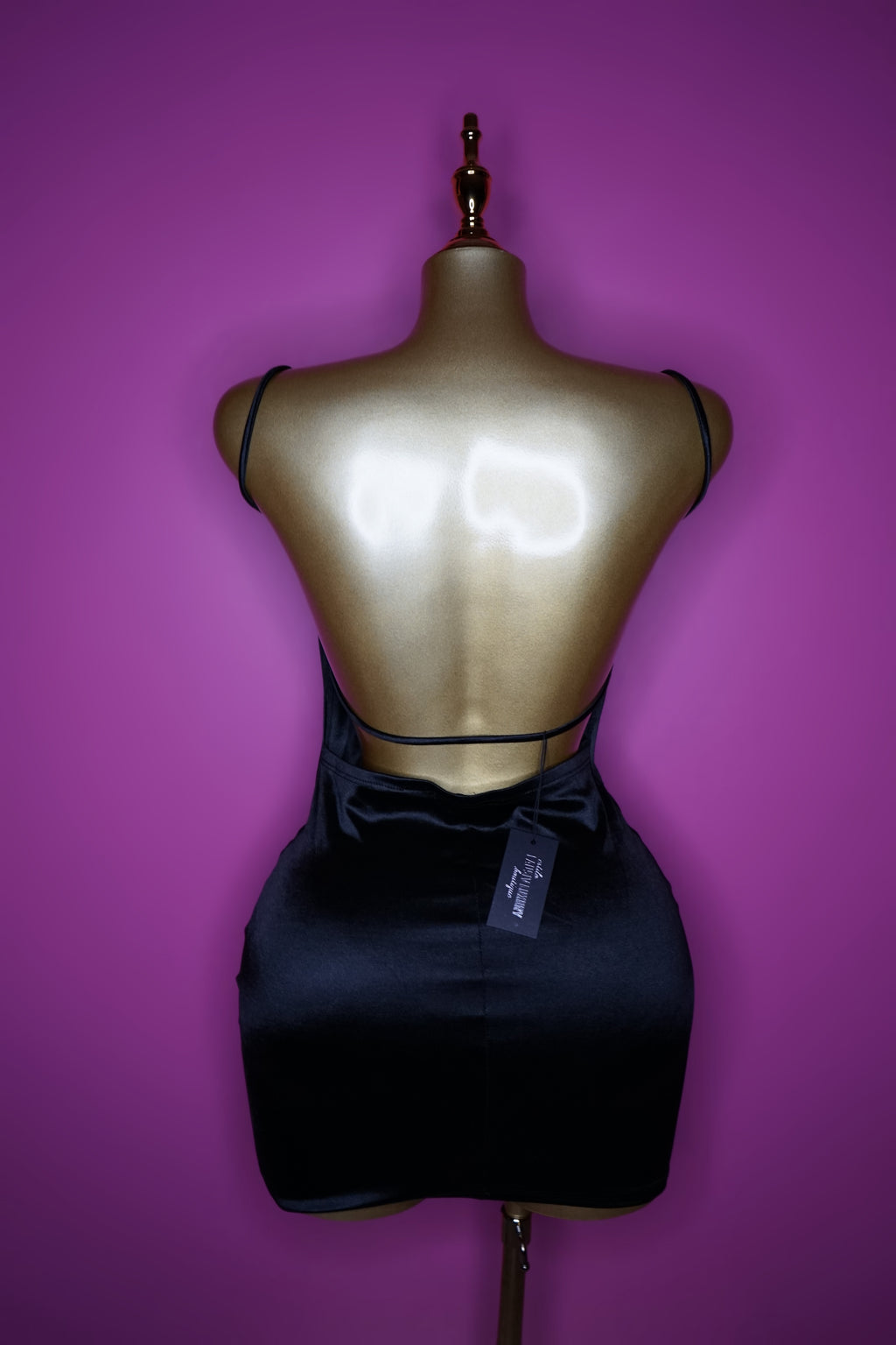 Black short satin dress