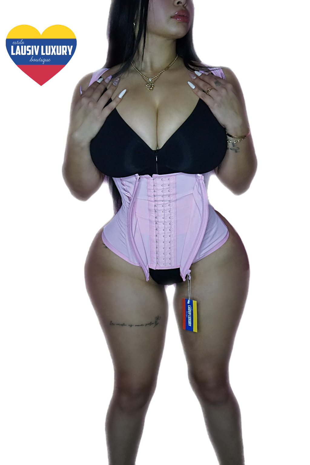 Pink deluxe hourglass ⏳ faja colombiana 🇨🇴 vest chaleco with 3 rows of hooks 🪝 + zipper, senos libres