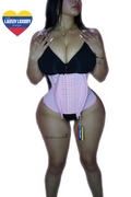 Pink deluxe hourglass ⏳ faja colombiana 🇨🇴 vest chaleco with 3 rows of hooks 🪝 + zipper, senos libres