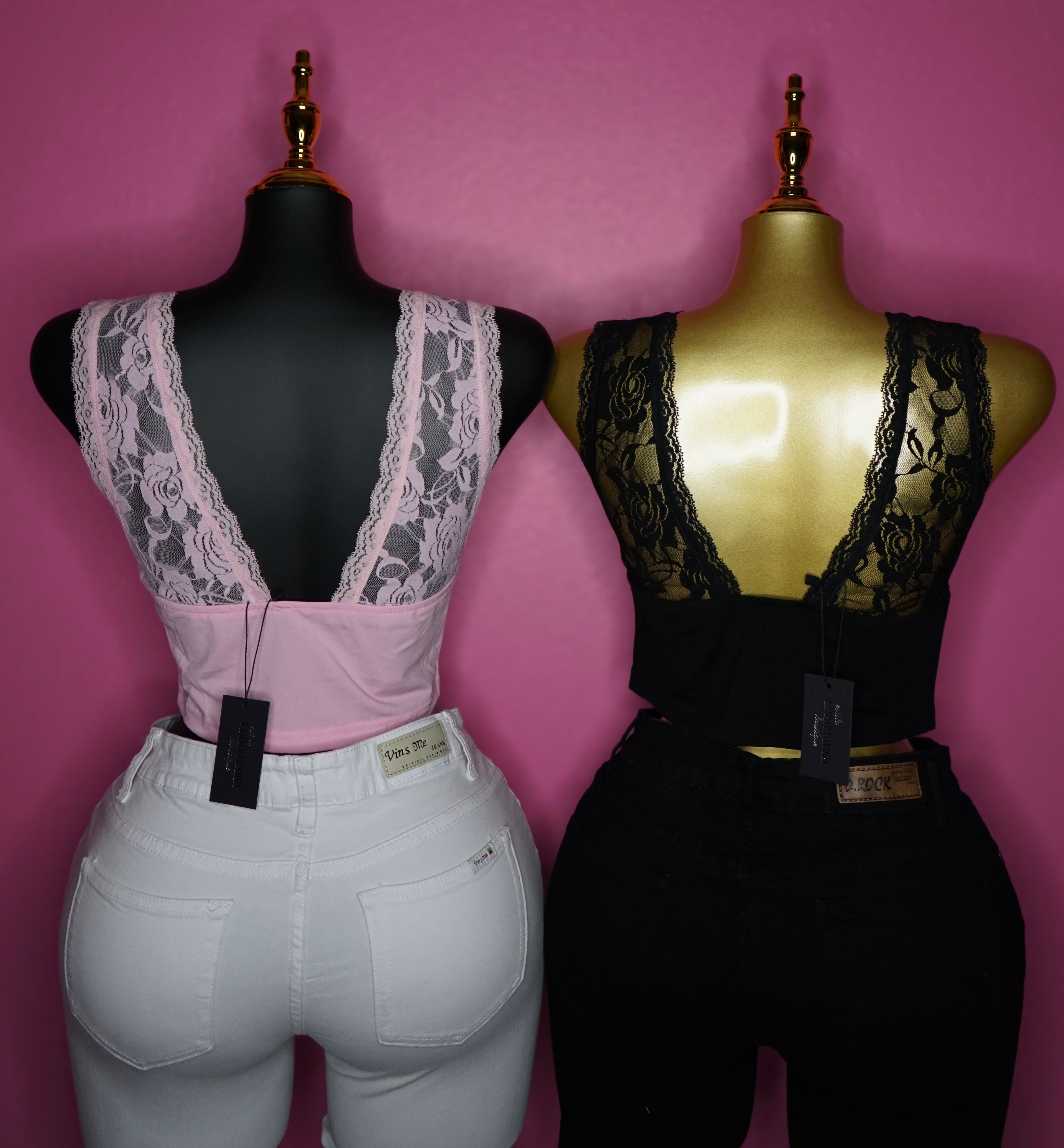 V-neck lace crop top
