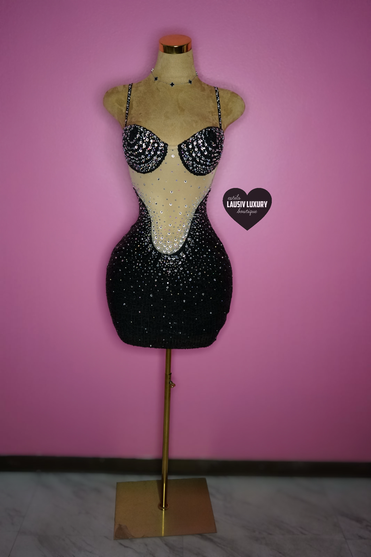 Black bling bodycon dress