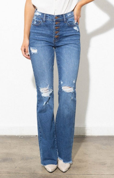 Hight button wide leg jeans