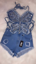 “Social butterfly 🦋” bling denim set up