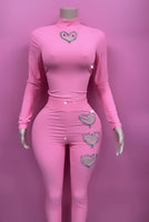 Pink bling cutout hearts set