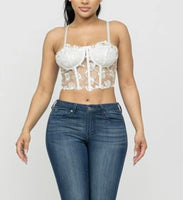 XL white flower corset top