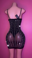 “One of those nights” black dress with bling & pearls