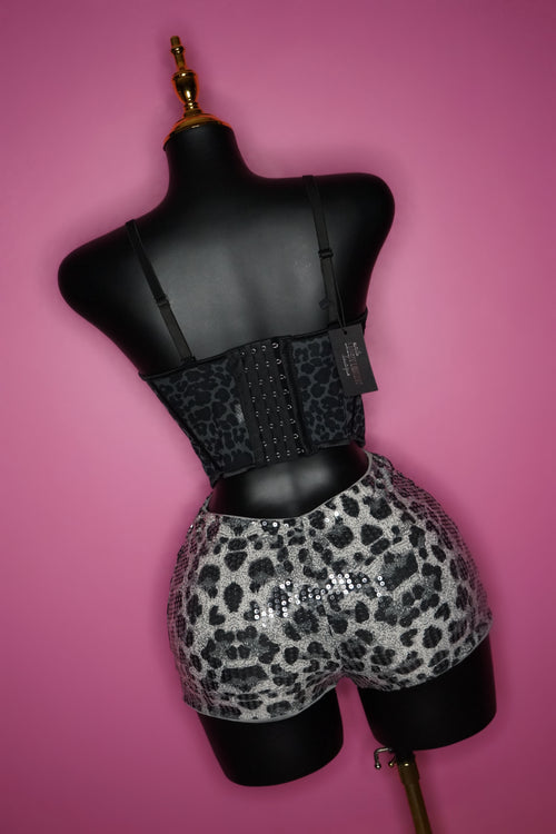 Black leopard 🐆 corset top & sequin short set