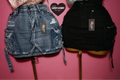 Stretchy denim cargo skirt with pockets