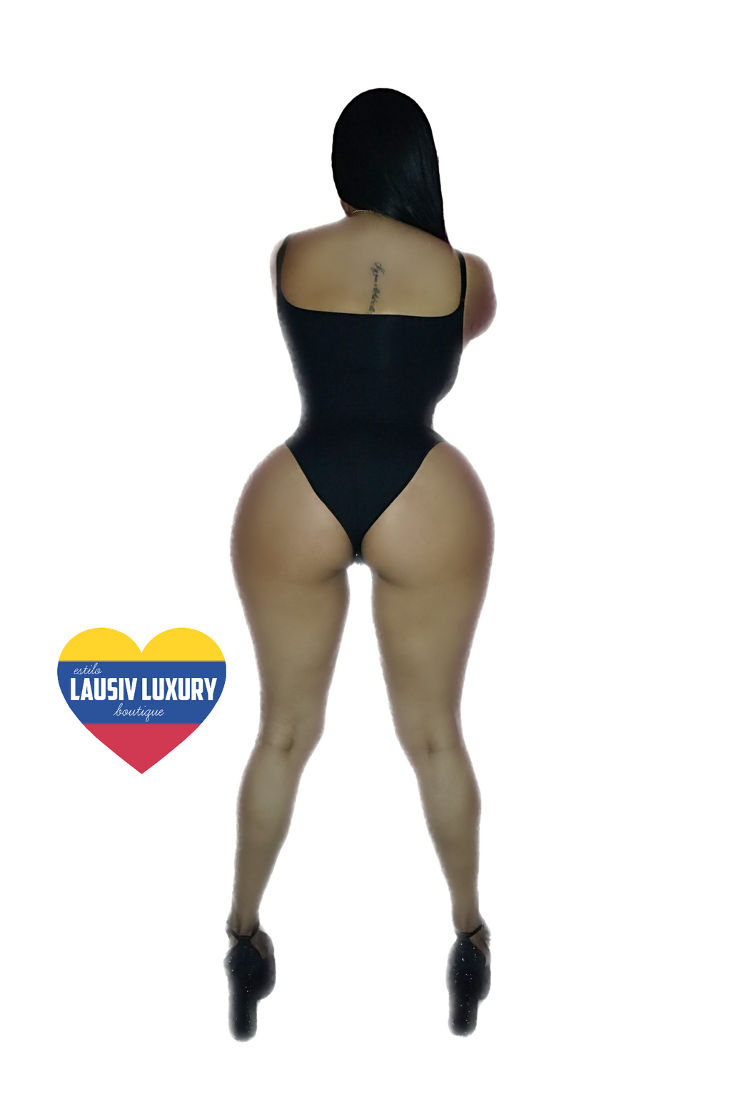 Thong High compression bodysuit with high compression, clips, & zipper.