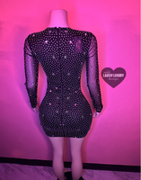 “Security” black bling cross top longsleeve dress