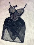 “Icon” Black bling corset style dress