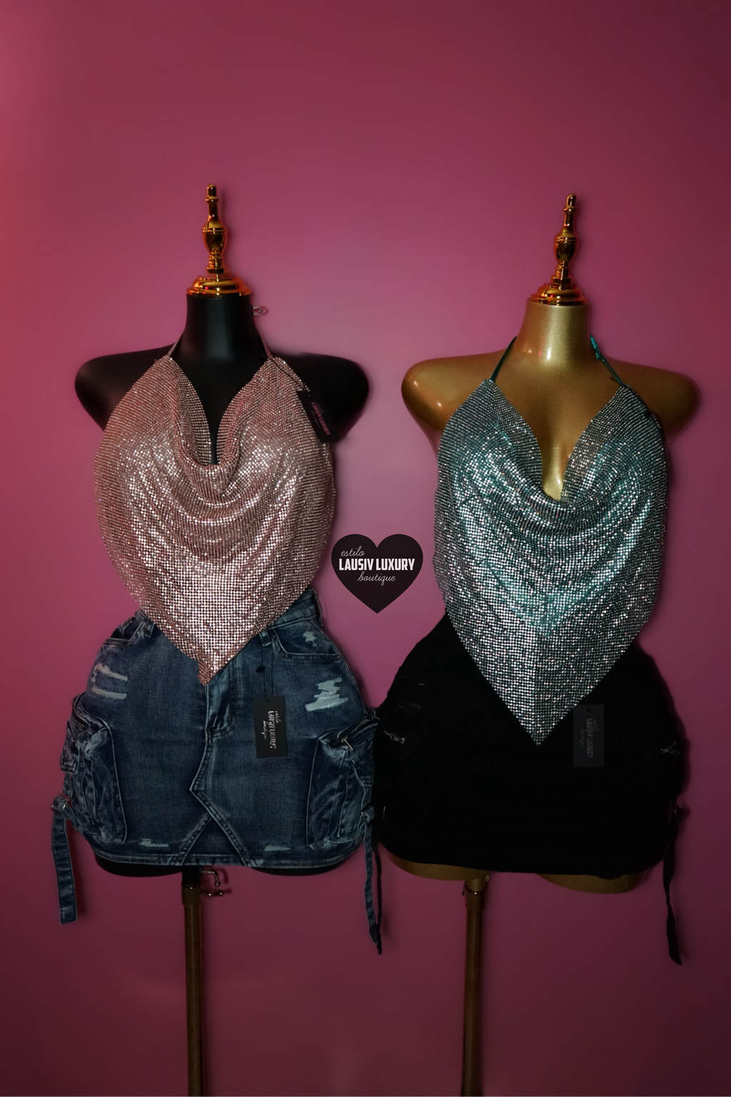 Bling rhinestone halter top