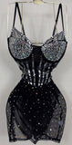 “Icon” Black bling corset style dress