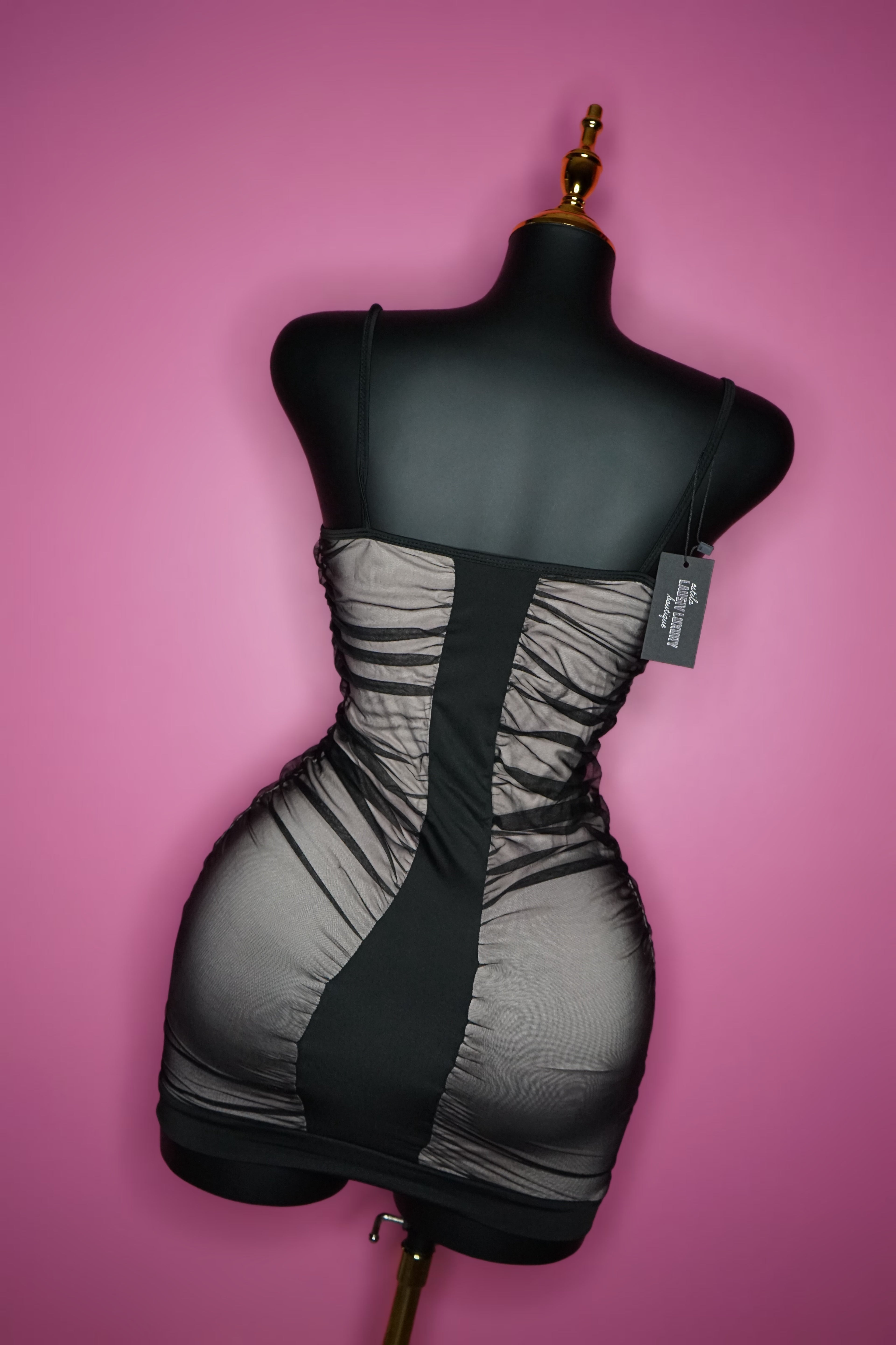 Black/nude scrunch dress