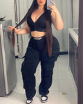 Stretchy high waisted cargo pants🍑