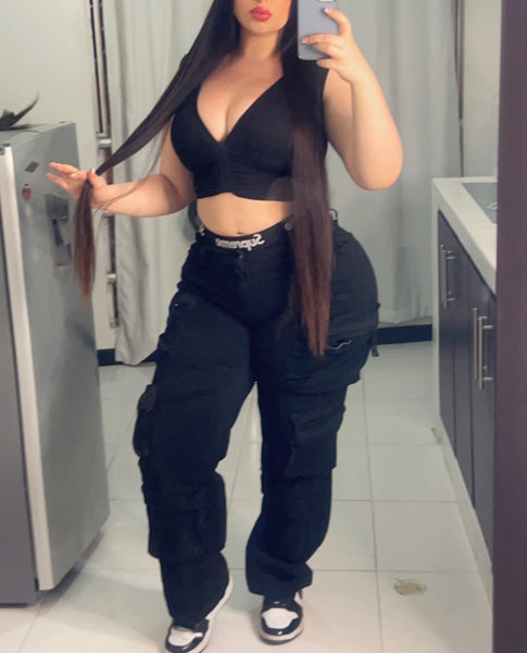 Stretchy high waisted cargo pants🍑