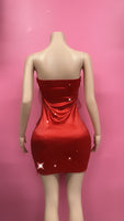 Red bling strapless dress