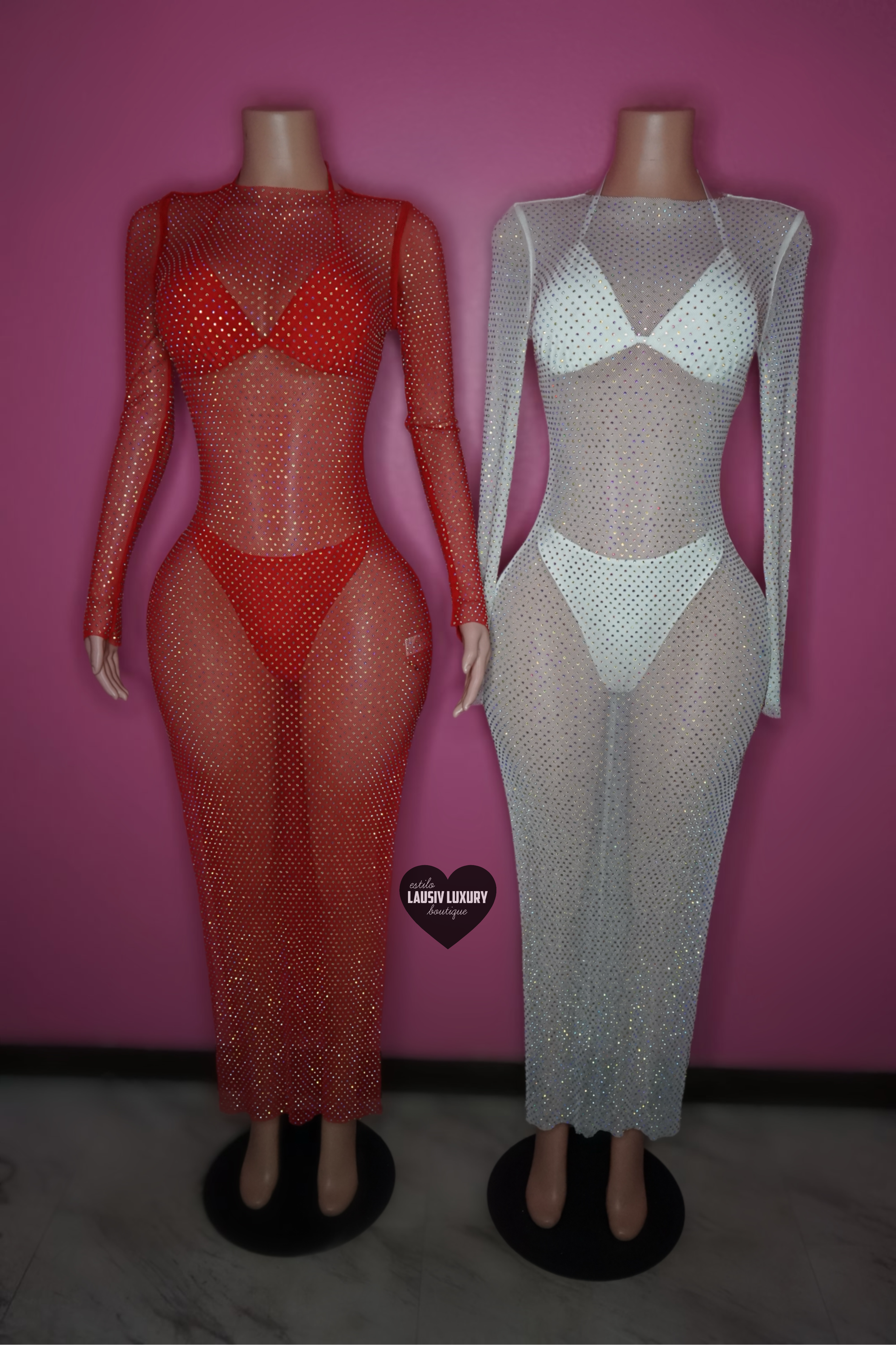 3 piece bikini + bling longsleeve coverup dress set