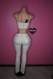 “Vaquerita at heart” all white bling denim crop top & pant set