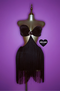 Coco 🥥 Brown  fringe cutout dress with gold embellishment.