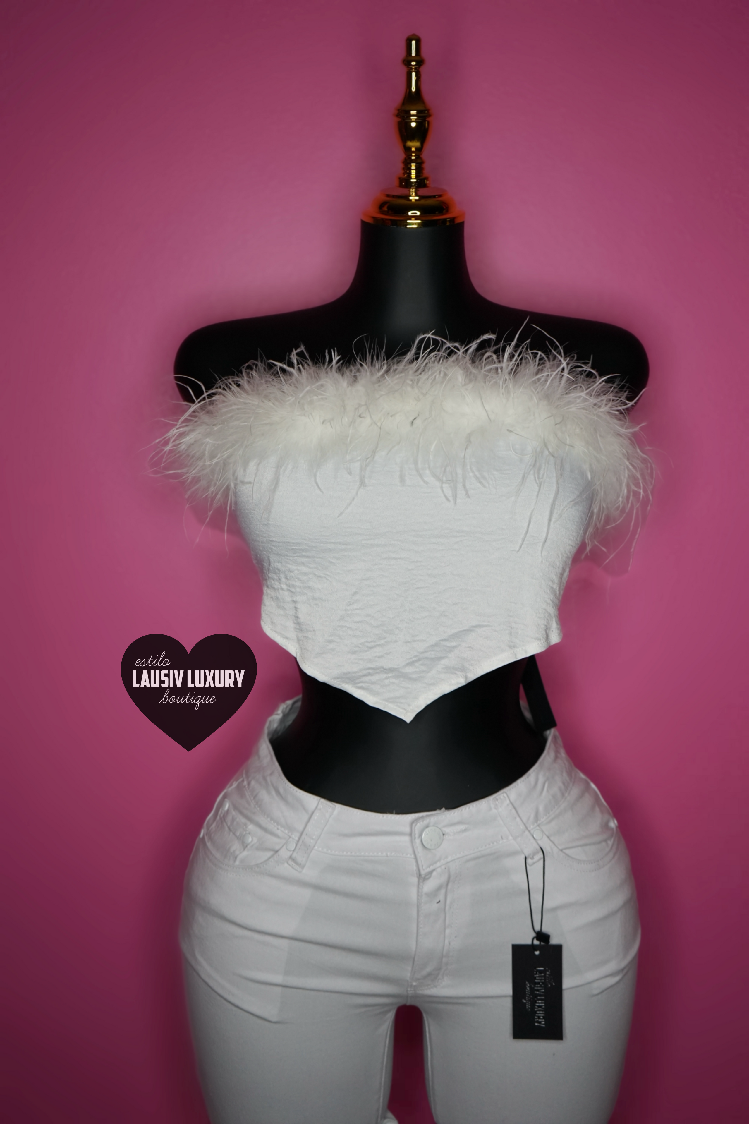 White feather tie tube top