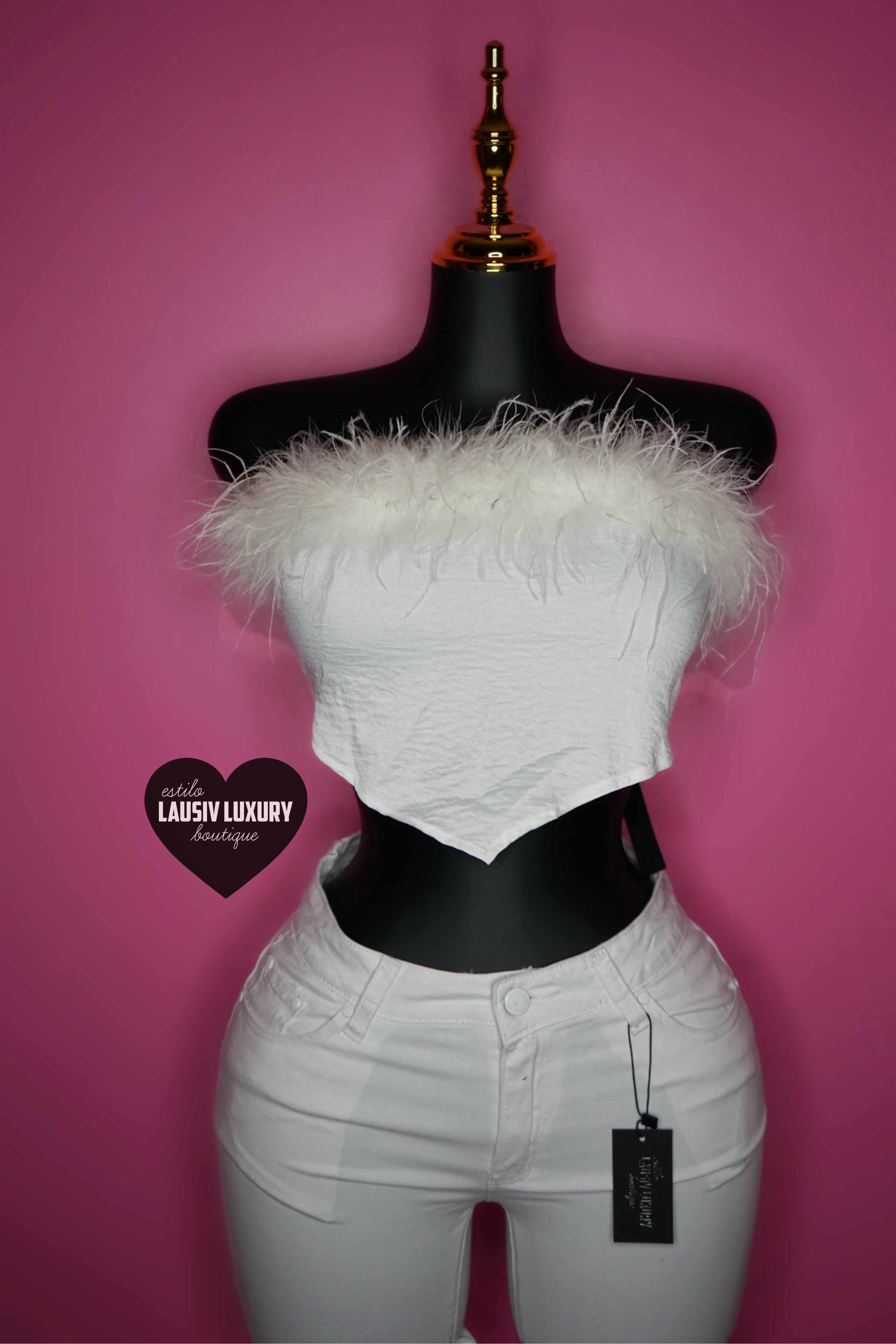 White feather tie tube top