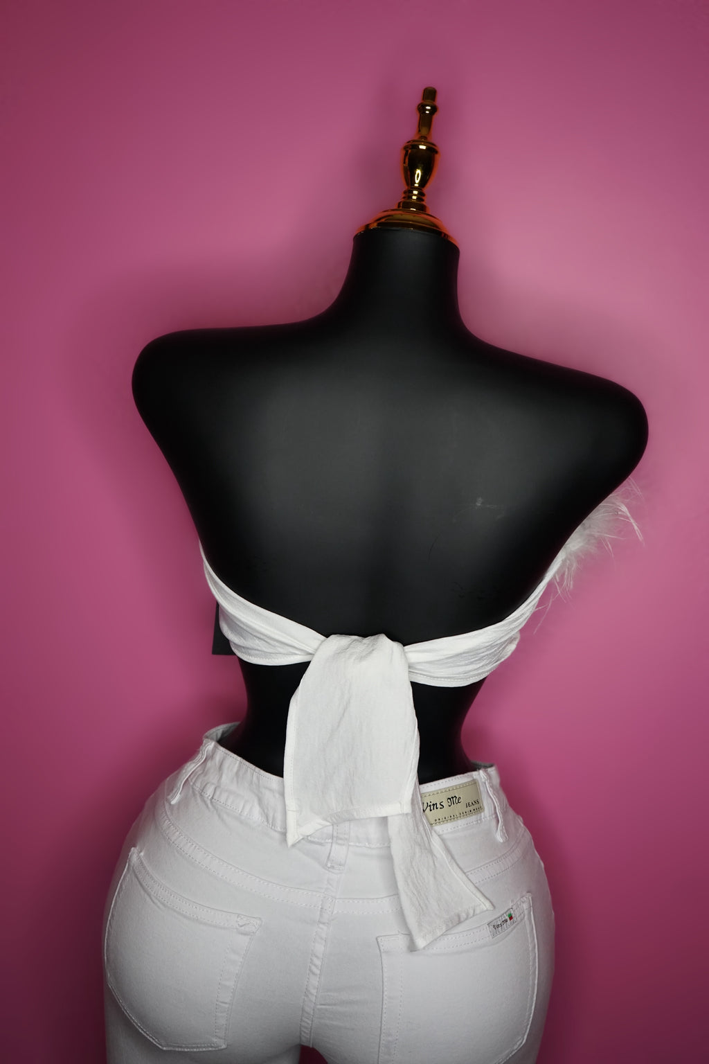 White feather tie tube top