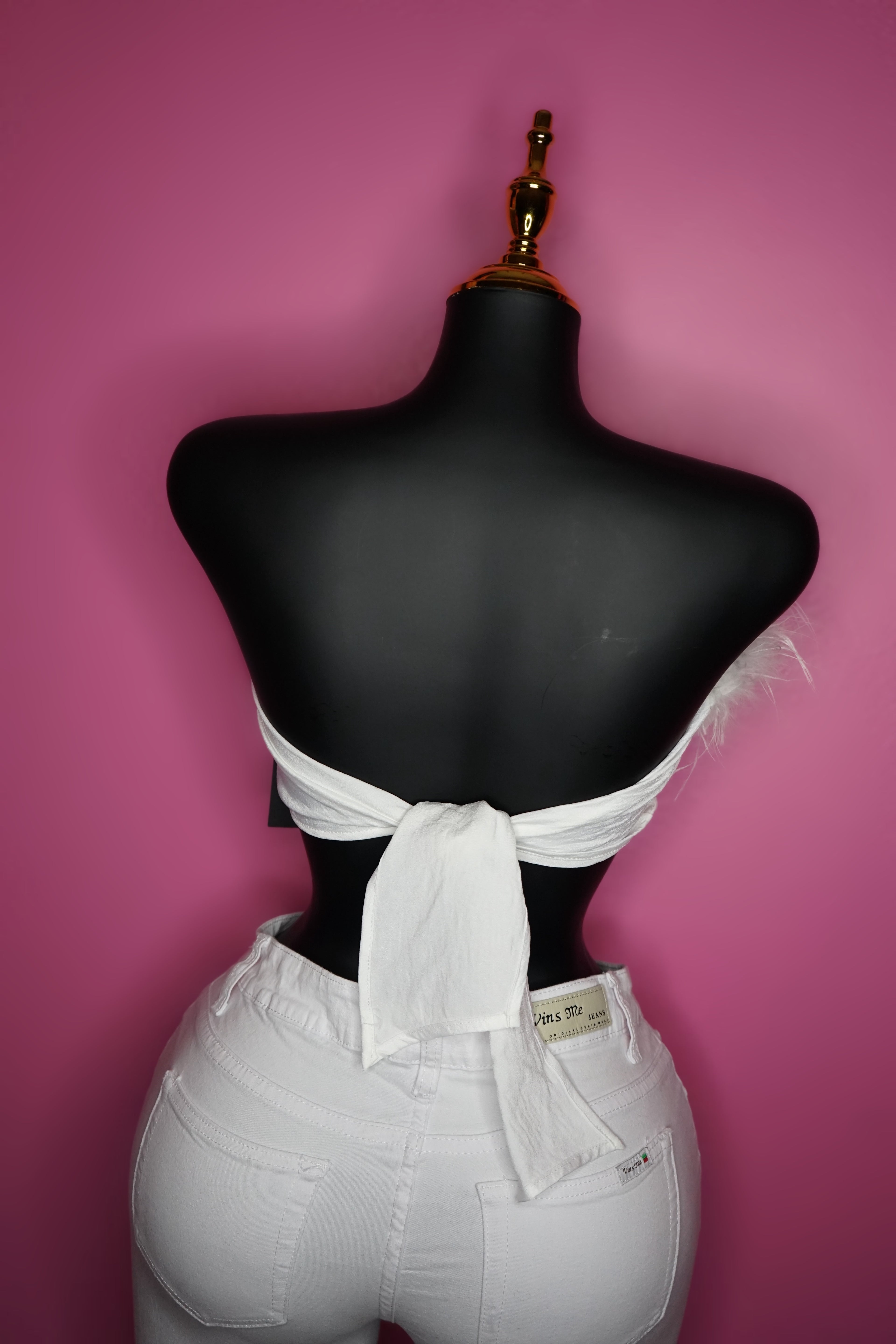 White feather tie tube top