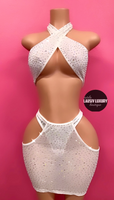 “Badgal” white bling 3 piece set