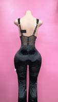 Outta this world 🪐 black velour bling jumpsuit