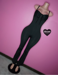 Black lace bow stretch jumpsuit one piece