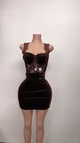 Brown corset style lace dress