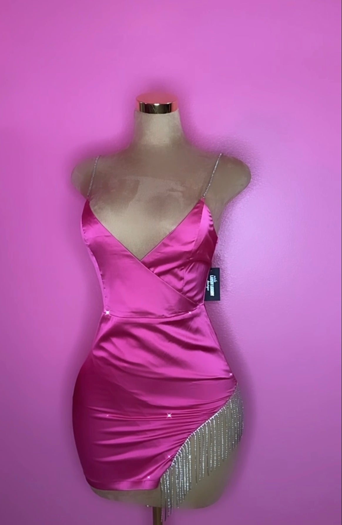 ONLINE DEAL Satin pink bling dress