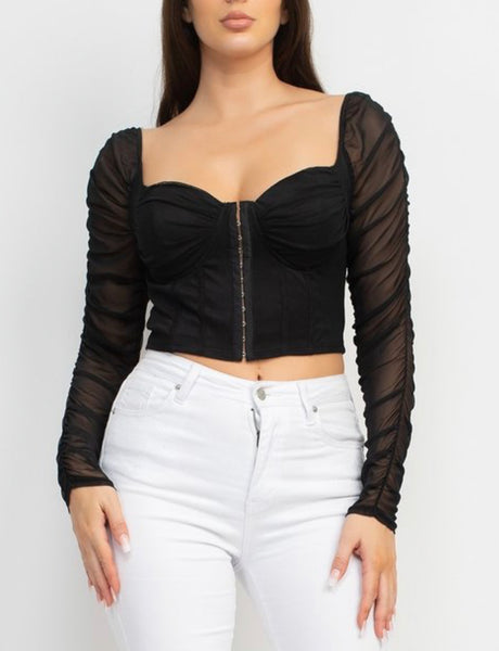 Black cropped corset  top longsleeve