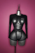 C hearts black and silver bling rhinestone transparent top and short set